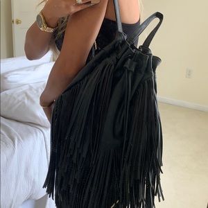 Black Fringe Backpack